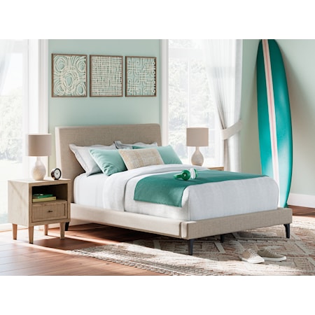 Full Upholstered Bed With Roll Slats