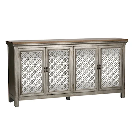 Transitional 4-Door Accent Chest with 2 Adjustable Interior Shelves