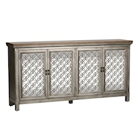 Transitional 4-Door Accent Cabinet with Interior Shelves
