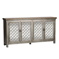 Transitional 4-Door Accent Chest with 2 Adjustable Interior Shelves