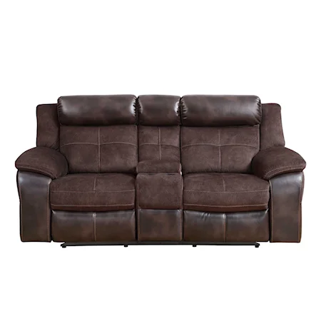 Transitional Manual Reclining Loveseat with Console