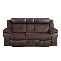 Transitional Manual Reclining Loveseat with Console