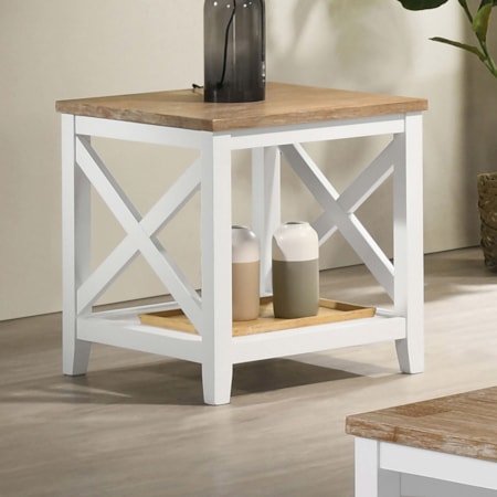 Wood End Table With Shelf