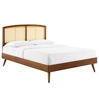 Cane and King Platform Bed With Splayed Legs