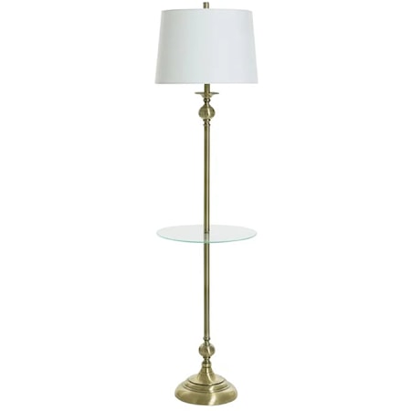 Transitional Floor Lamp with Tempered Glass Table