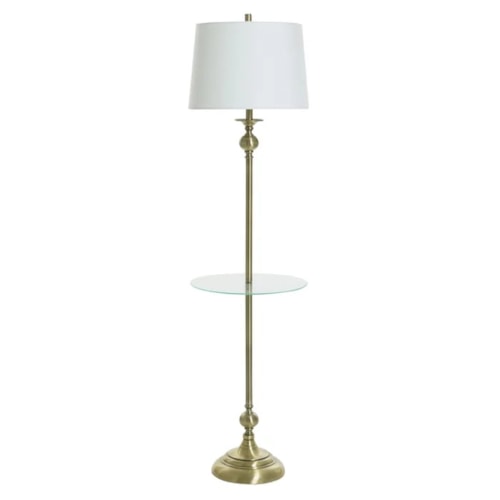 Transitional Floor Lamp with Tempered Glass Table