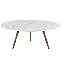 40" Round Artificial Marble Coffee Table with Tripod Base