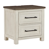 Two-Tone Finish Nightstand with Outlets and USB Charging