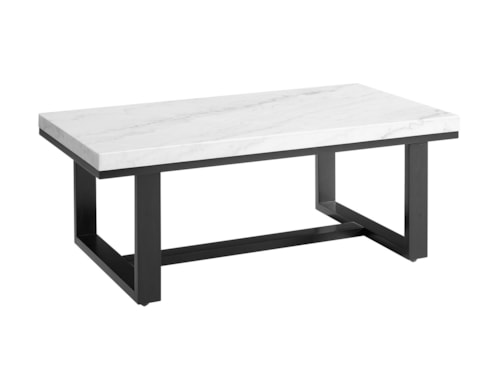 Contemporary 48" Rectangular Marble-Top Cocktail Table