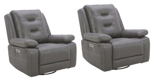 Casual Power Swivel Glider Recliner with USB/USB-C Ports (Set of 2)