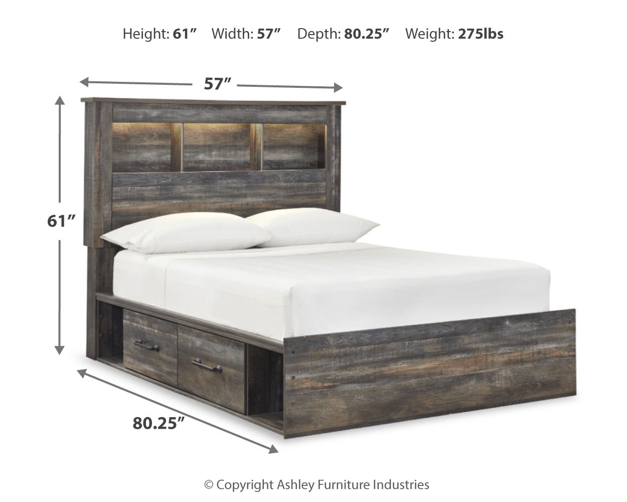 Full Bookcase Bed With 4 Storage Drawers