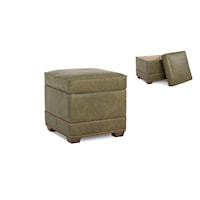 Transitional Storage Ottoman with Tapered Legs and Nailhead Trim