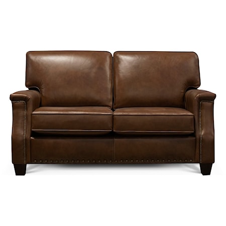 Transitional Leather Loveseat with Nailhead Trim