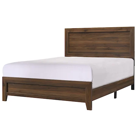Transitional Queen Wood Panel Bed