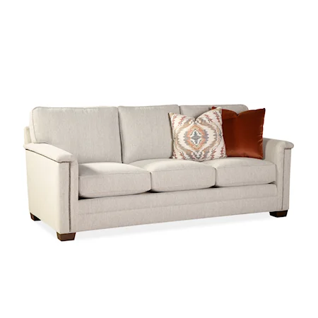 Transitional Sofa with Padded Track Arms