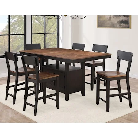 Industrial Farmhouse 7-Piece Counter Height Dining Set