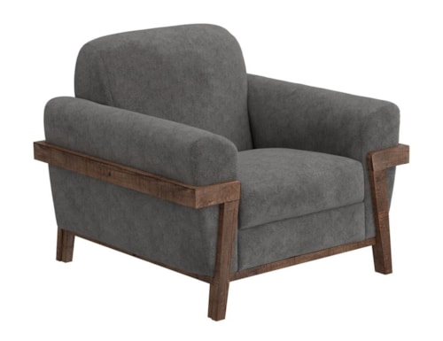 Rustic Accent Chair with Retro Rolled Arms