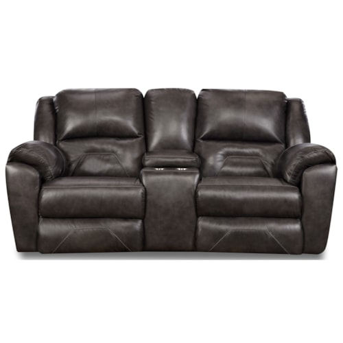 Double Reclining Console Sofa with Power Headrest