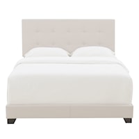 Transitional Button Tufted Full Upholstered Bed in Light Gray