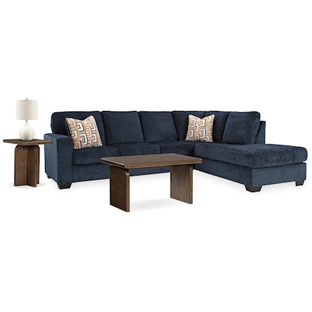 2-Piece Sectional, Table Set And Lamp