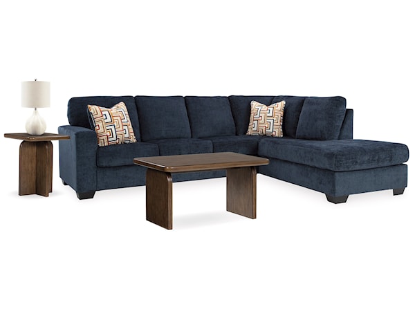 2-Piece Sectional, Table Set And Lamp