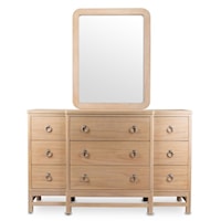 Scandinavian Contemporary 9-Drawer Dresser and Mirror
