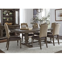 Relaxed Vintage 7-Piece Table and Chair Set with Removable Leaf