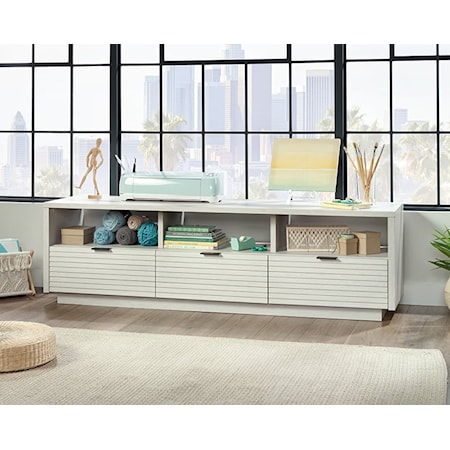 Contemporary 3-Drawer TV Credenza with Display Storage