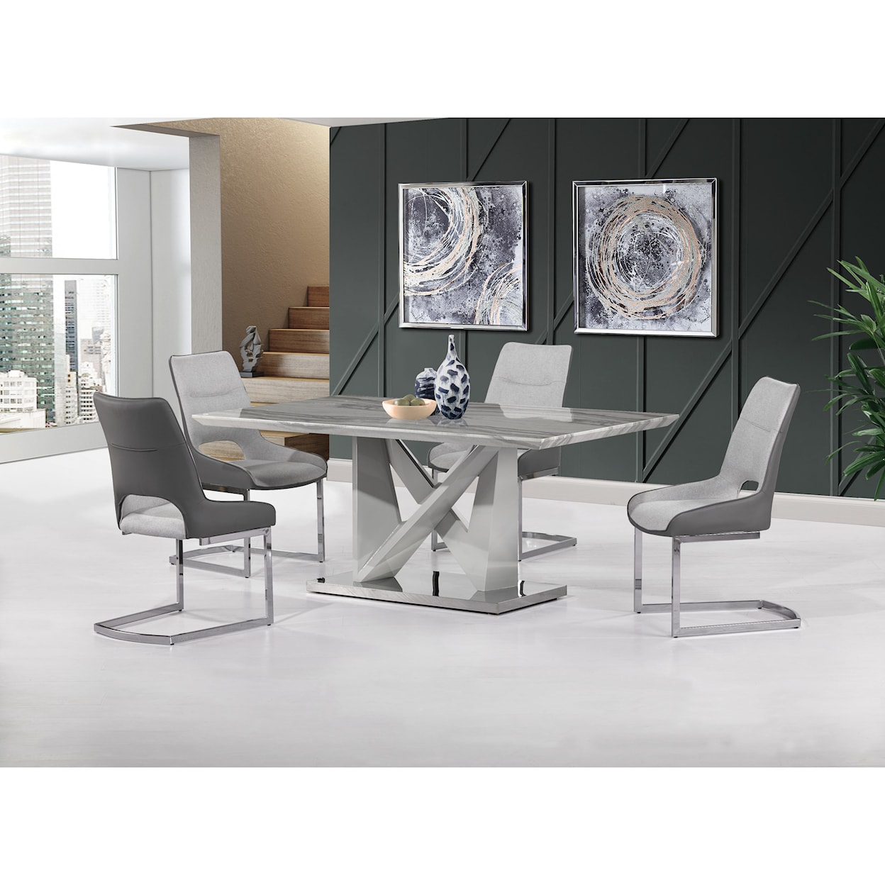 Global Furniture D844DT+D1119DC Dining Table Set