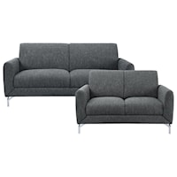 Contemporary 2-Piece Living Room Set with Chrome Finish Legs