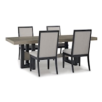 Contemporary 5-Piece Trestle Table and Chairs Dining Set