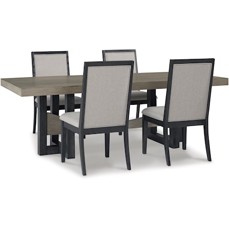 Contemporary 5-Piece Trestle Table and Chairs Dining Set