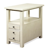 2 Drawer Chairside Table in Country White Finish