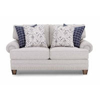 Transitional Stationary Loveseat with Nailhead Trim