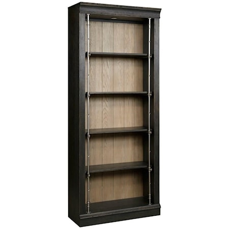Transitional Wood and Metal Bunching Bookcase