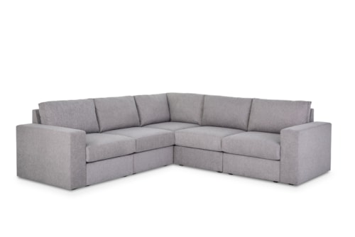 Flex 5-Seat Sectional with Wide Arm - Pebble