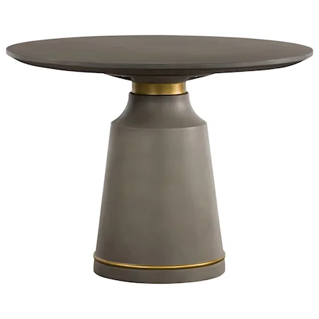 Grey Concrete Round Dining Table with Bronze Painted Accent