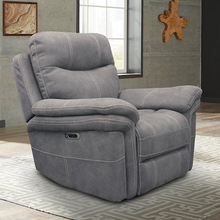 Contemporary Power Recliner with Power Headrest and USB Port