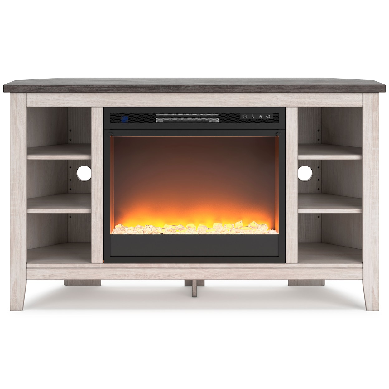 Signature Design by Ashley Dorrinson Corner TV Stand with Fireplace