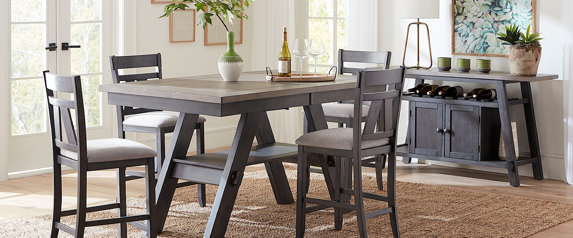 Transitional 5-Piece Gathering Table Set