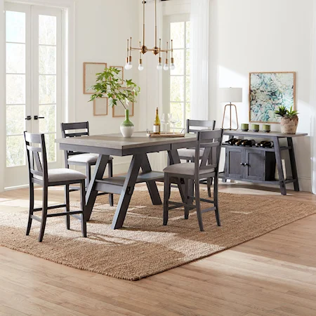 Transitional 5-Piece Gathering Table Set