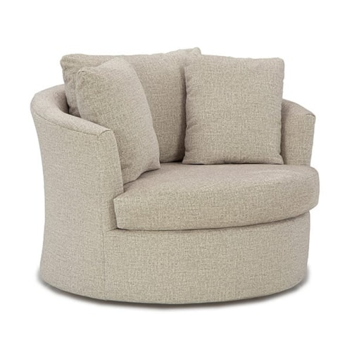 Casual Oversized Swivel Chair with Three Back Pillows