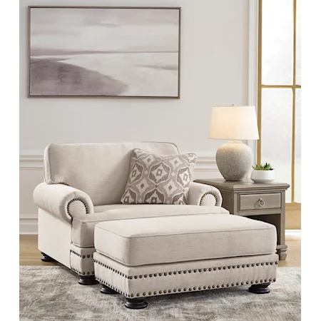 Transitional Chair & 1/2 with Accent Ottoman