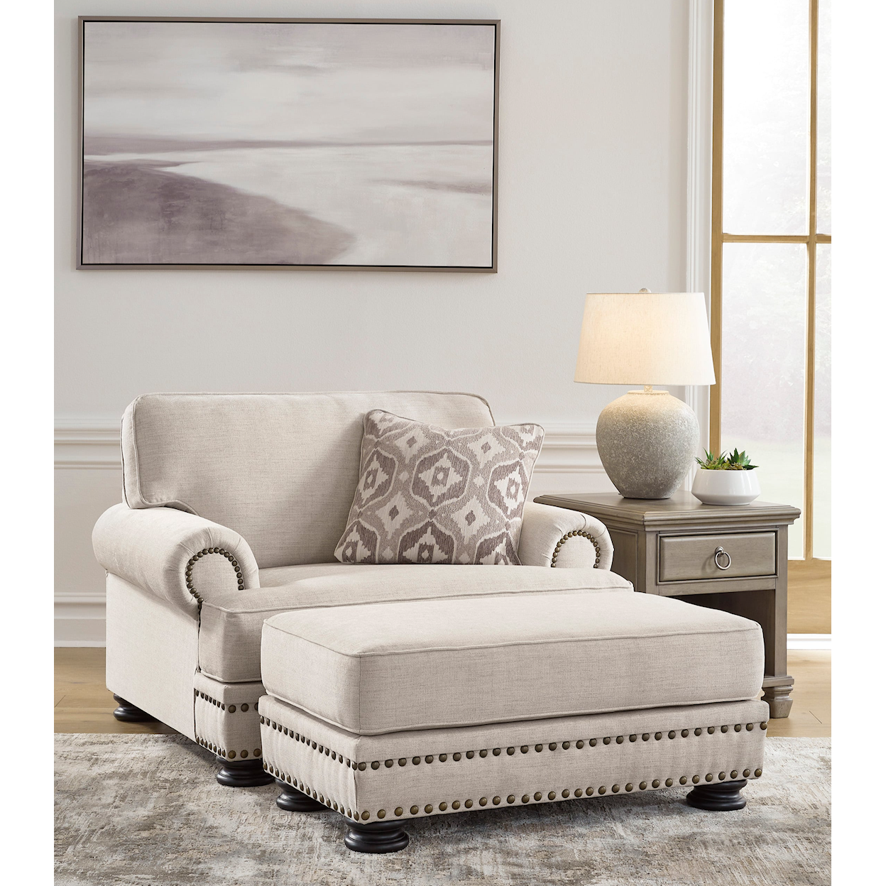 Ashley Merrimore Chair & 1/2 with Accent Ottoman