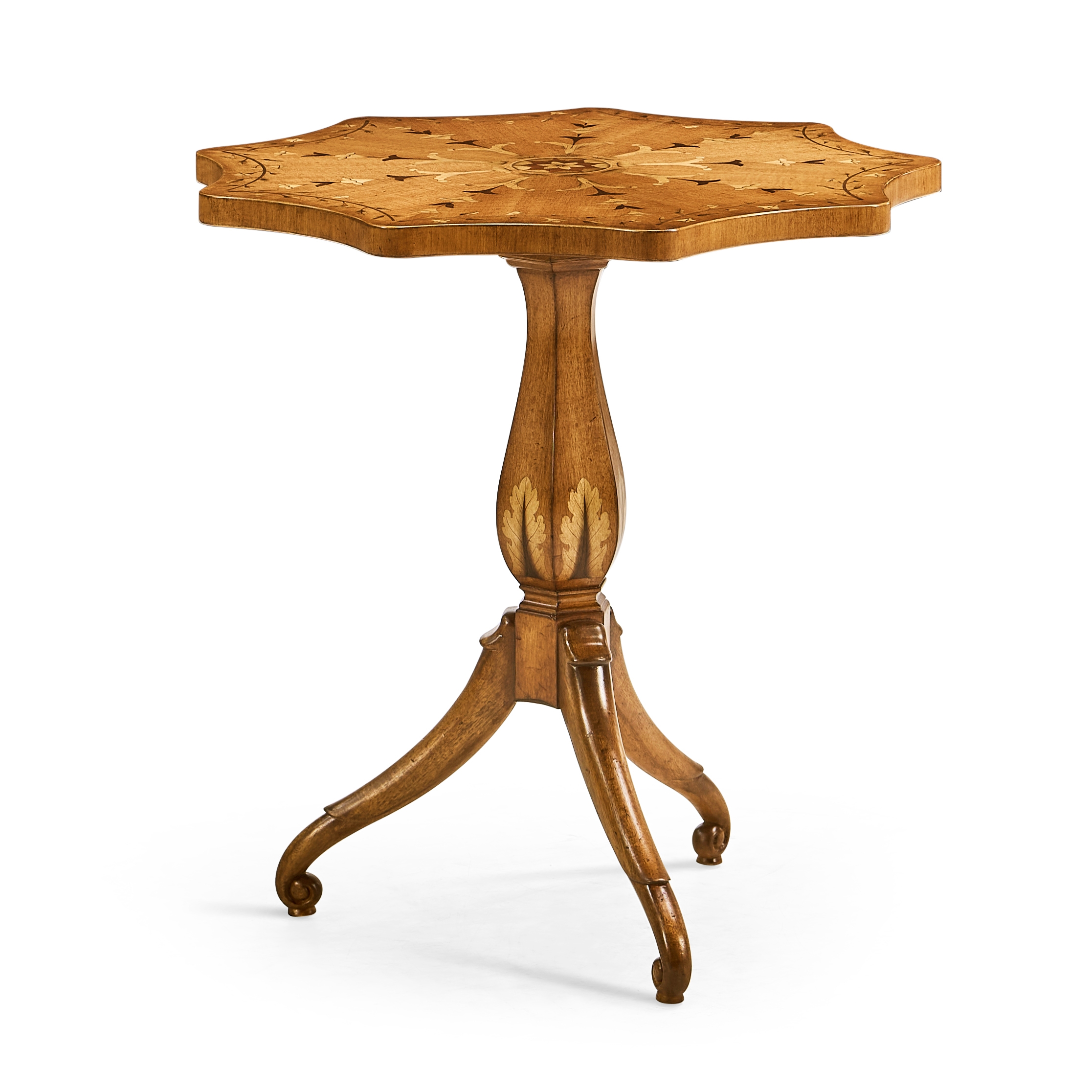 Finely Inlaid Lamp Table with Nine Sided Top