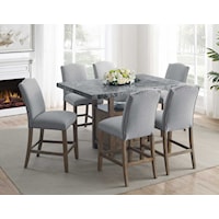 Transitional 7-Piece Counter-Height Dining Set