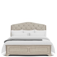 Transitional King Sleigh Bed with Upholstered Headboard