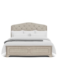 Transitional Queen Sleigh Bed with Upholstered Headboard