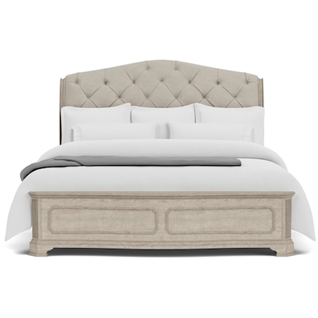 King Sleigh Bed with Upholstered Headboard