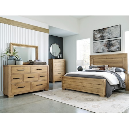 California King Panel Bed, Dresser And Mirror
